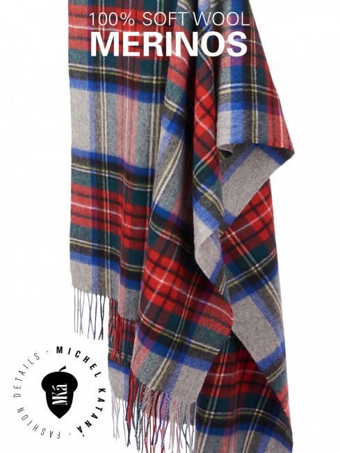 SHEGRA-KILT-NATIVE, длиный ПАЛАНТИН из мягчайшей шерсти MERINOS из пряжи средней тяжести, коллекционная линия CONFRONTATION (Собственный Взгляд) TQ.W220_CHECK/GRIS.ROUG